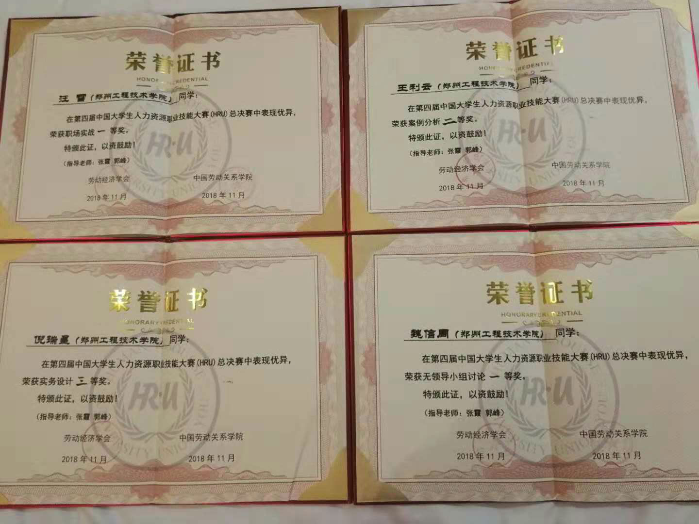 公司获奖员工证书